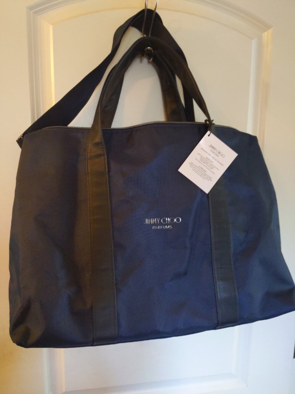 Jimmy Choo Parfum Bag Duffle In Navy With Shoulder Strap